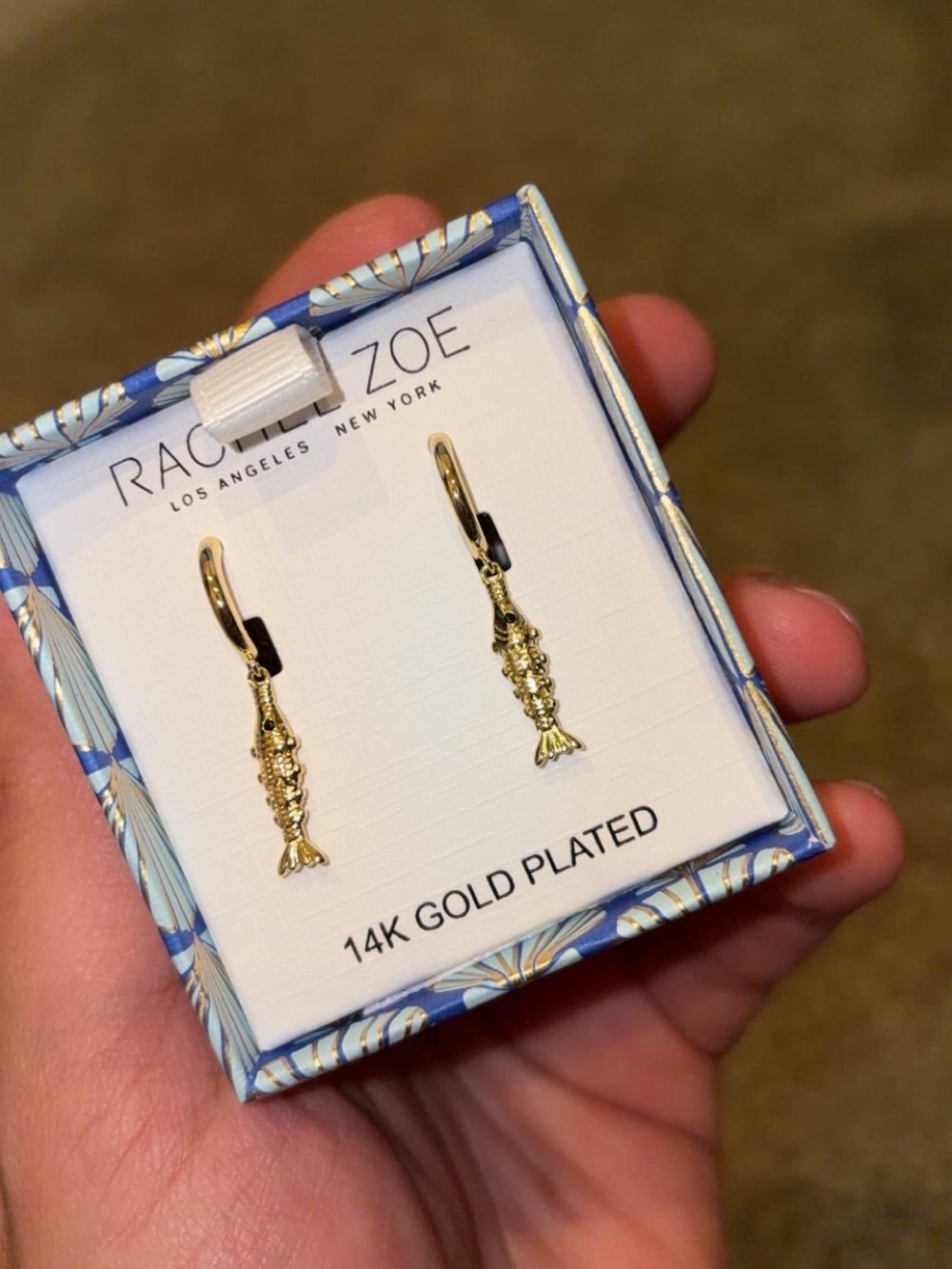 Rachel Zoe Gold Fish Charm Drop Earrings